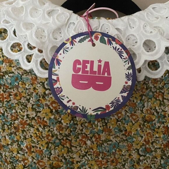 Celia B Sz M Corduroy Virginia Floral Peasant Top Blouse Lace Trim NWT - Picture 7 of 12